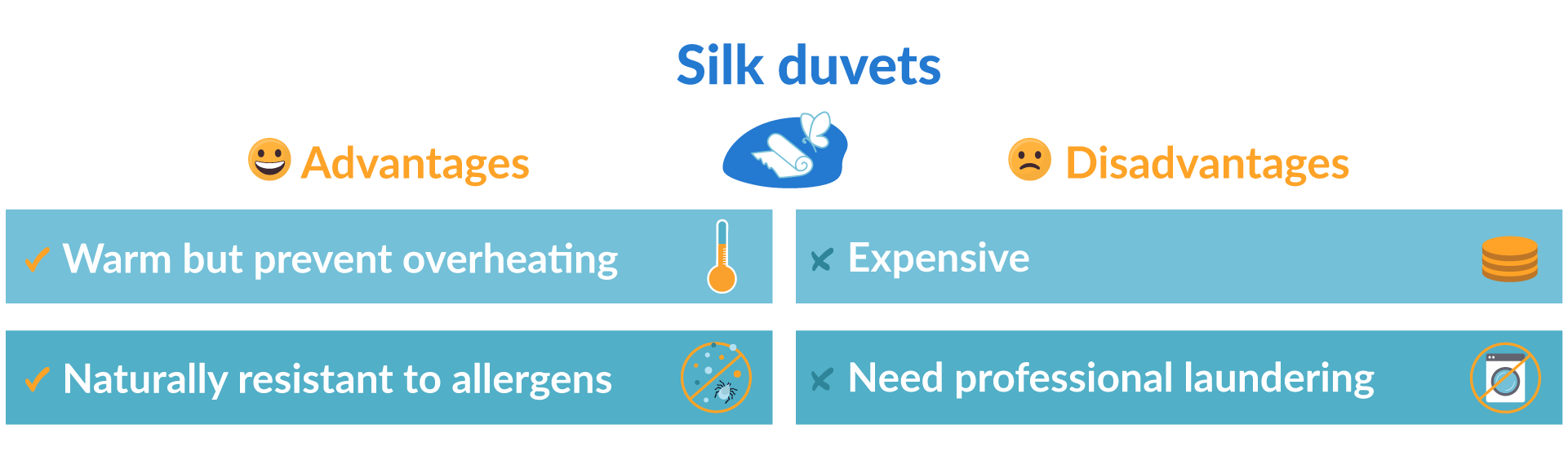 Pros and cons of silk duvets